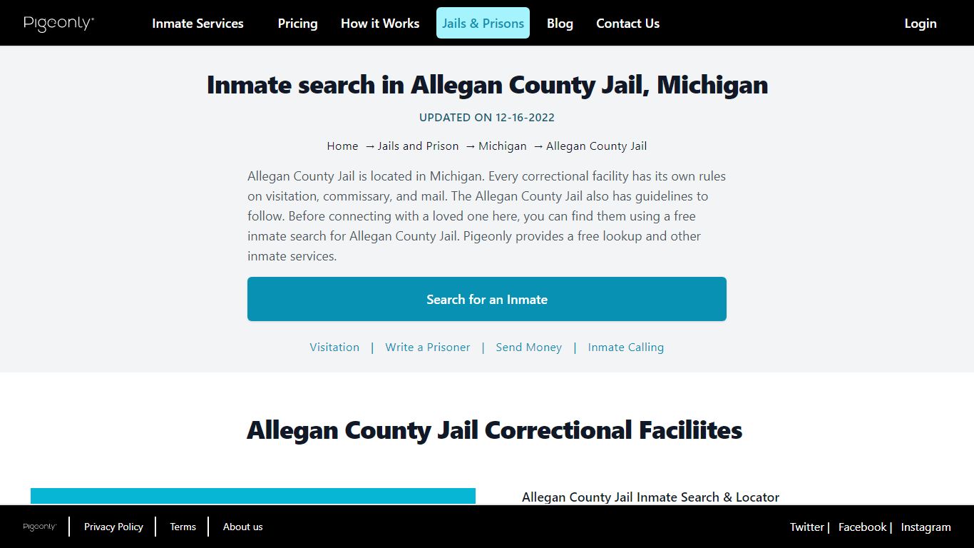 Inmate Search Allegan County Jail, Michigan | Pigeonly